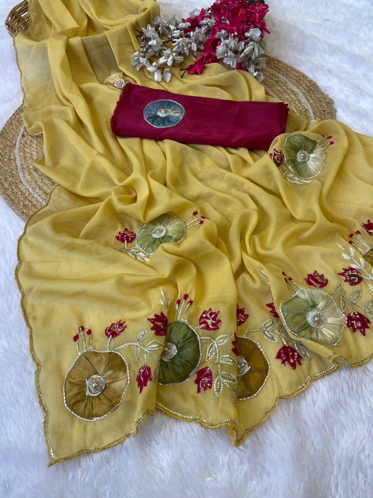 Stra Georgette Traditional Wear Beautiful Sari, Elegant Saree With Blouse