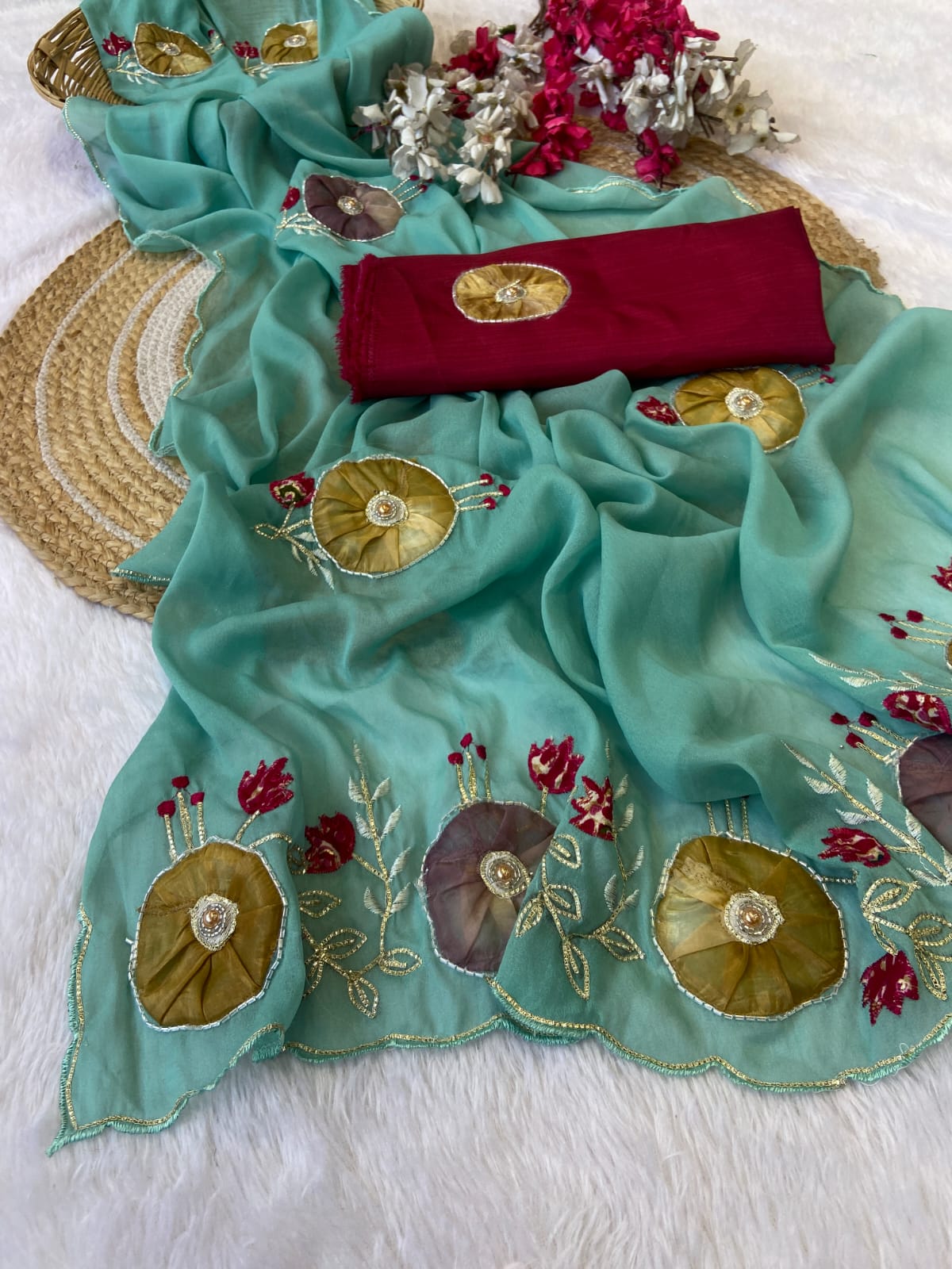 Stra Georgette Traditional Wear Beautiful Sari, Elegant Saree With Blouse