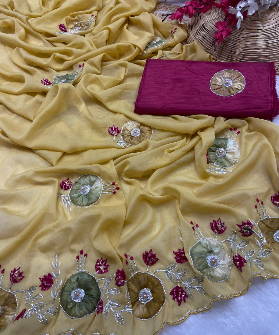 Stra Georgette Traditional Wear Beautiful Sari, Elegant Saree With Blouse