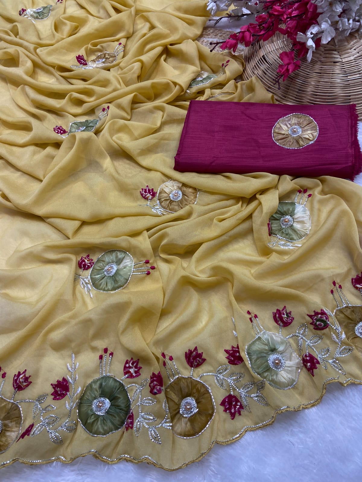 Stra Georgette Traditional Wear Beautiful Sari, Elegant Saree With Blouse