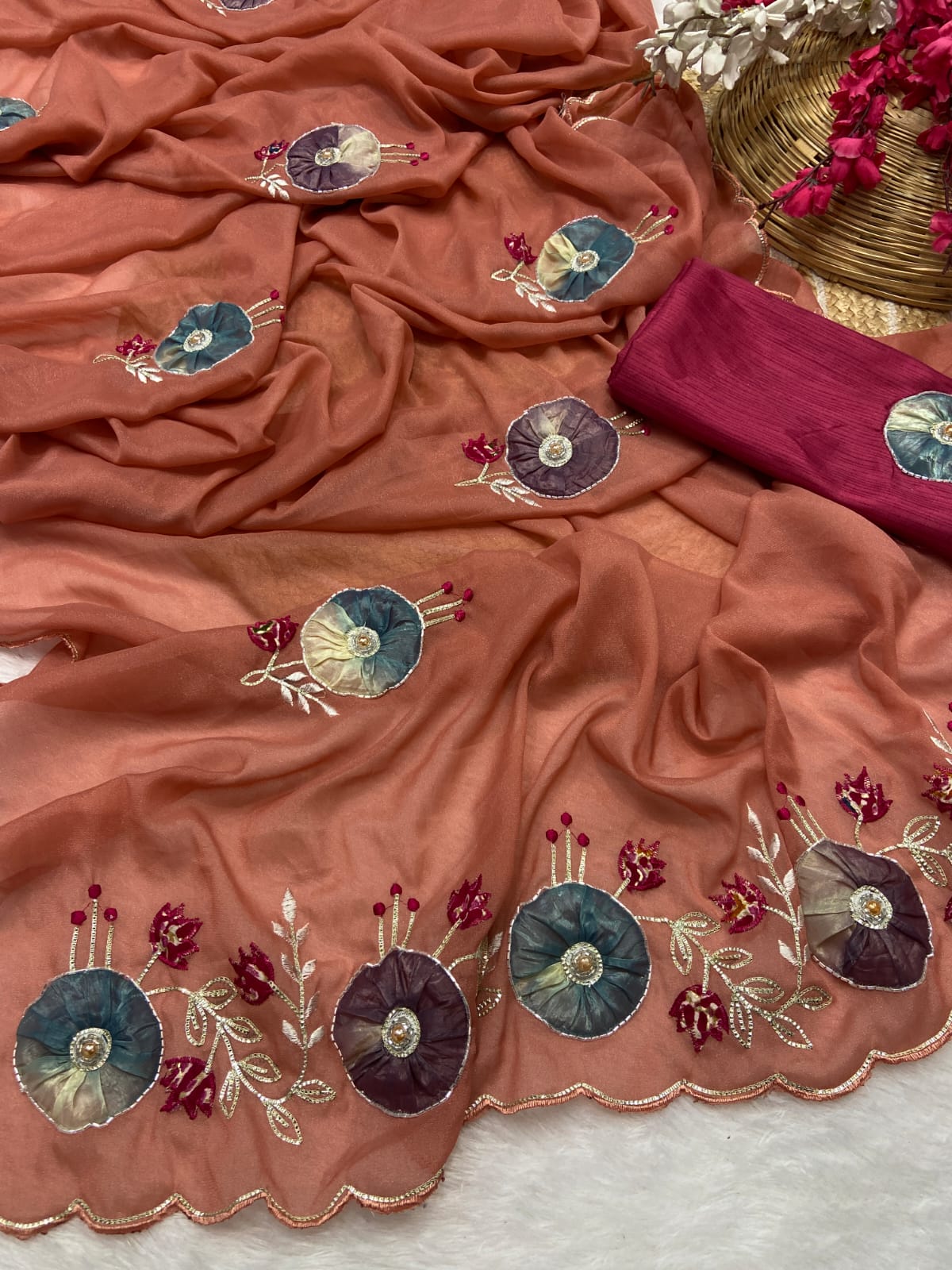 Stra Georgette Traditional Wear Beautiful Sari, Elegant Saree With Blouse