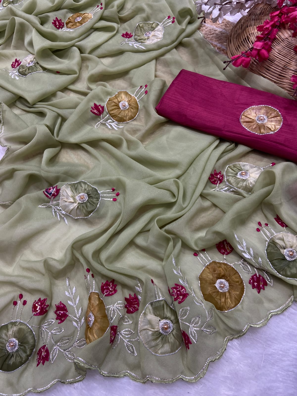 Stra Georgette Traditional Wear Beautiful Sari, Elegant Saree With Blouse