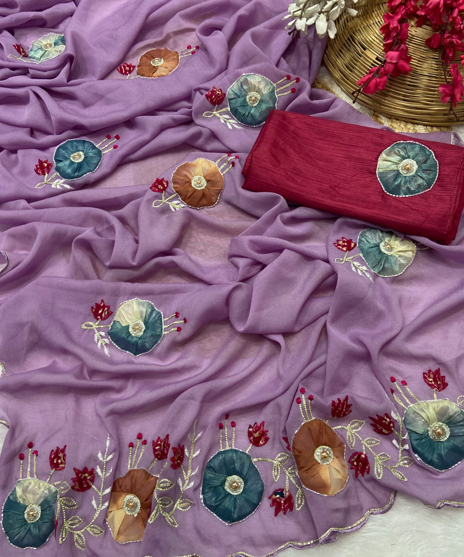 Stra Georgette Traditional Wear Beautiful Sari, Elegant Saree With Blouse