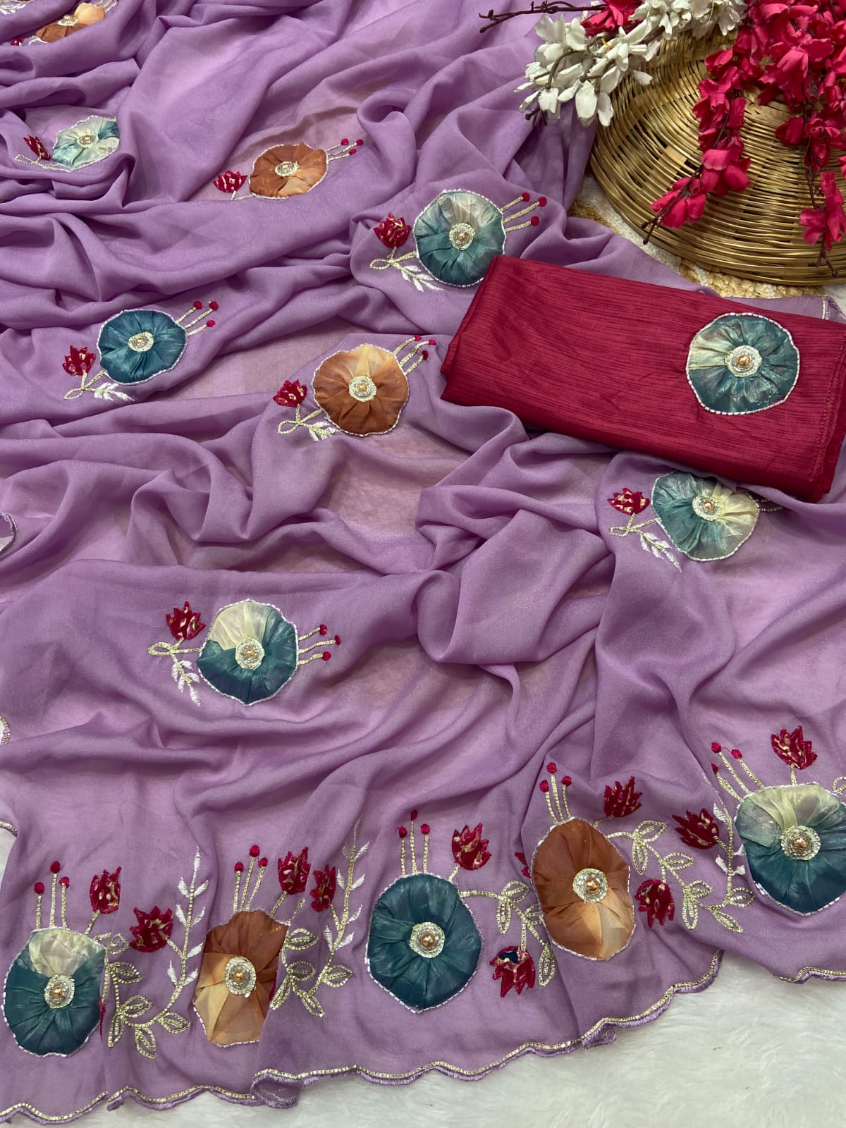 Stra Georgette Traditional Wear Beautiful Sari, Elegant Saree With Blouse