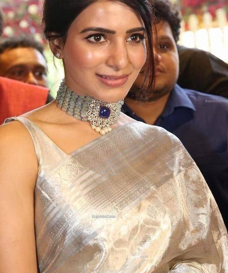 Soft Tissue Silk Saree Traditional Wear Designer Silver Saree With Blouse