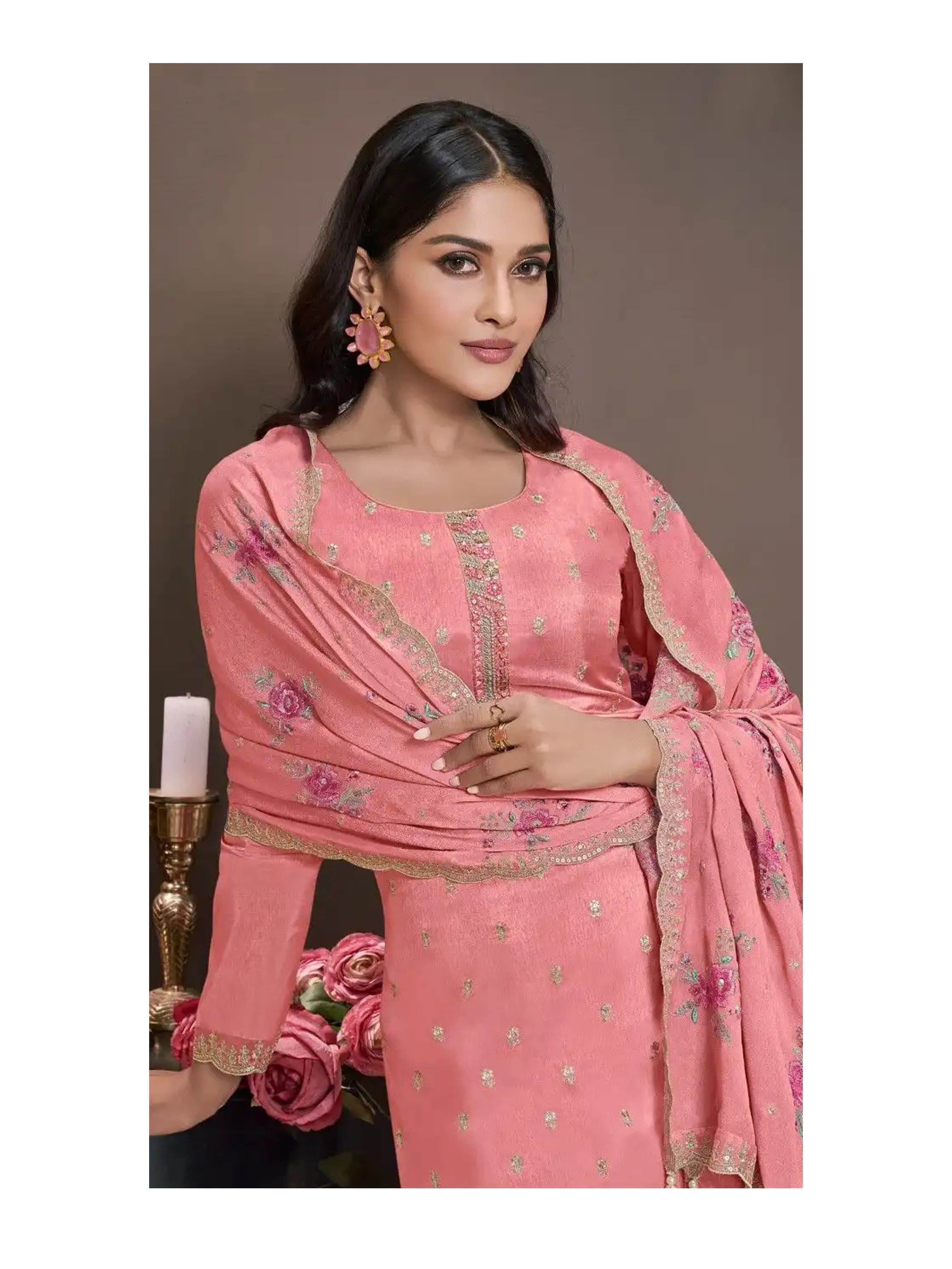 Heavy Monga Silk Designer Traditional Wear Top Bottom With Dupatta