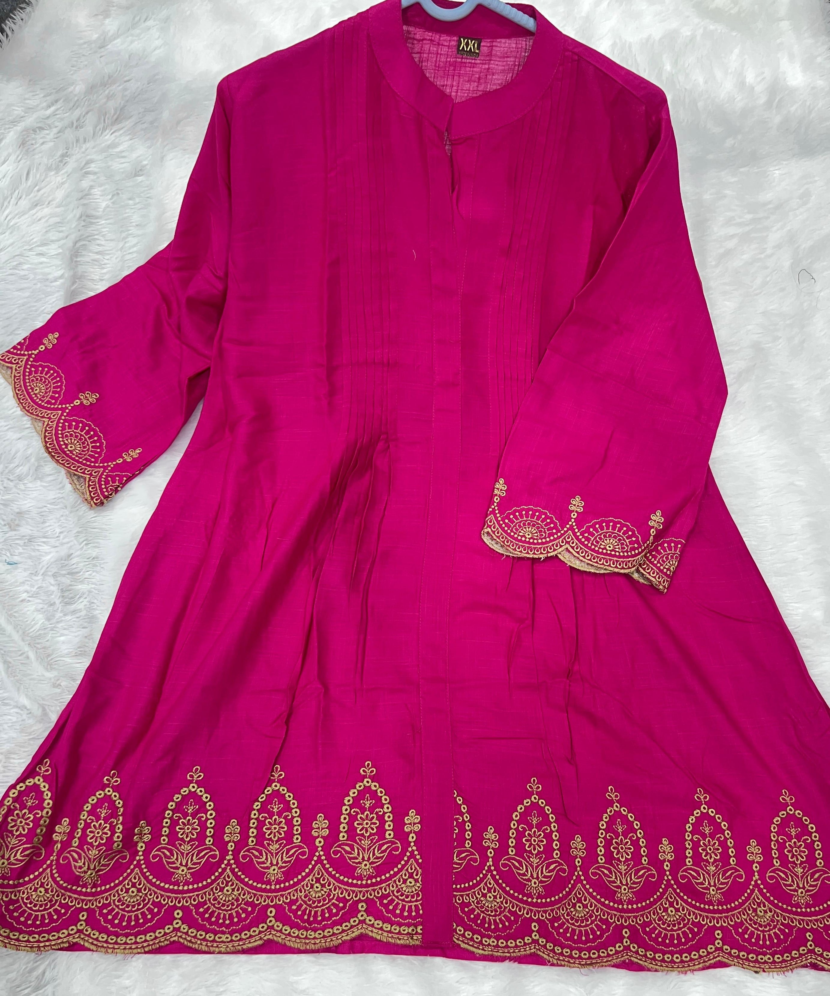 Fancy Heavy Rayon Slub With Embroidery Cut Work Kurti For Women's