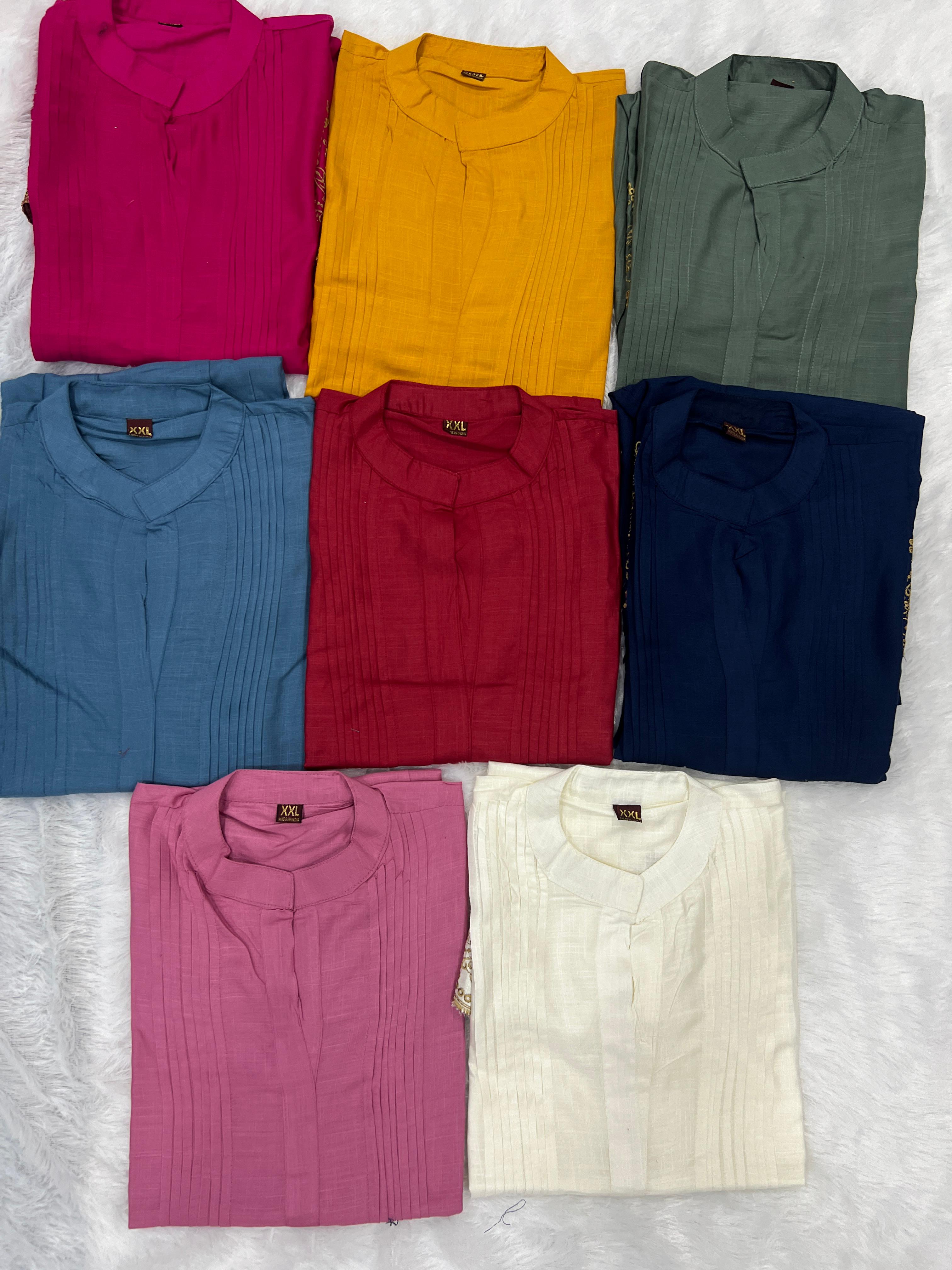 Fancy Heavy Rayon Slub With Embroidery Cut Work Kurti For Women's