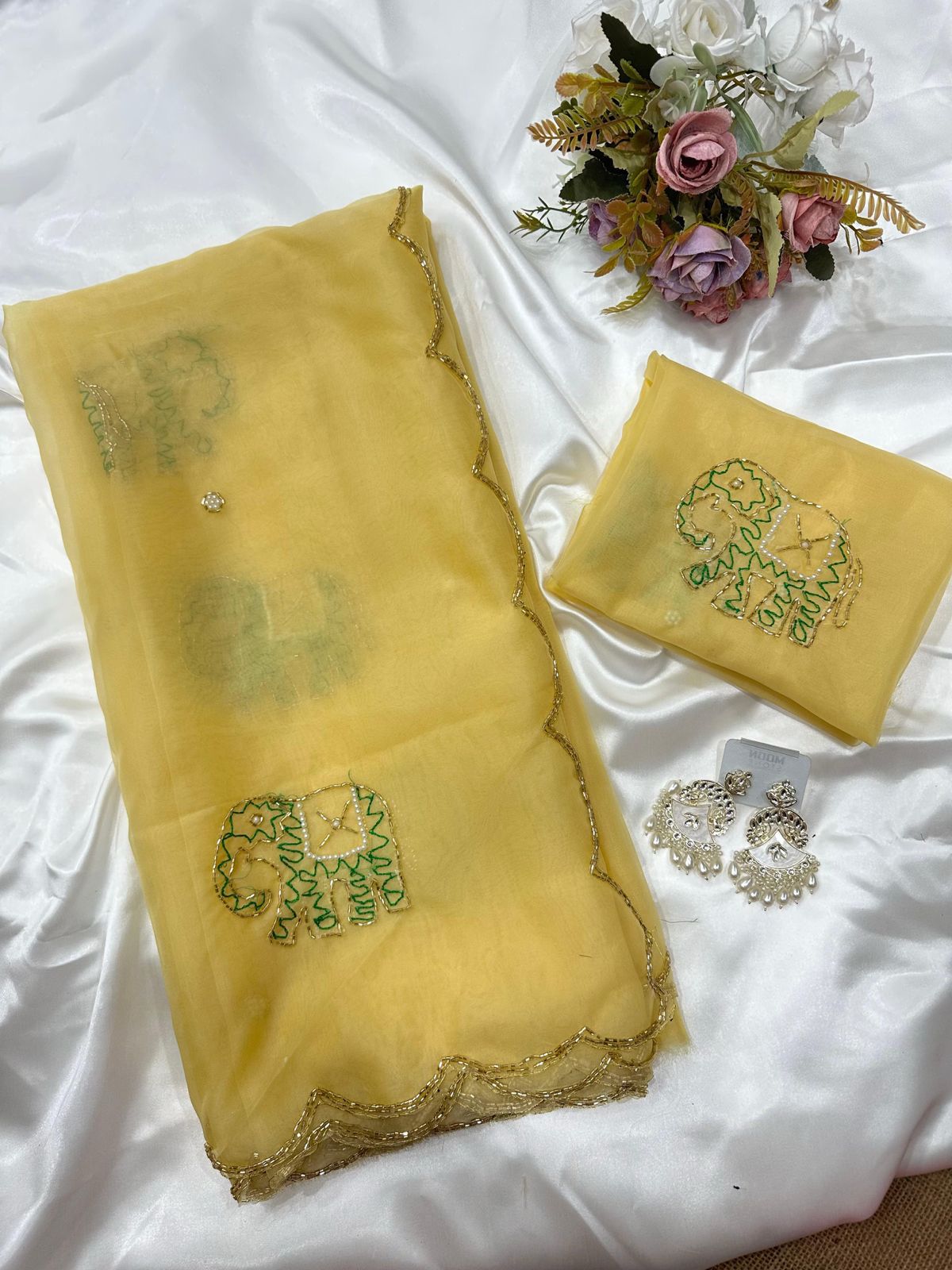 Soft Pure Organza Printed Beautiful Sari, Party Wear Saree With Blouse