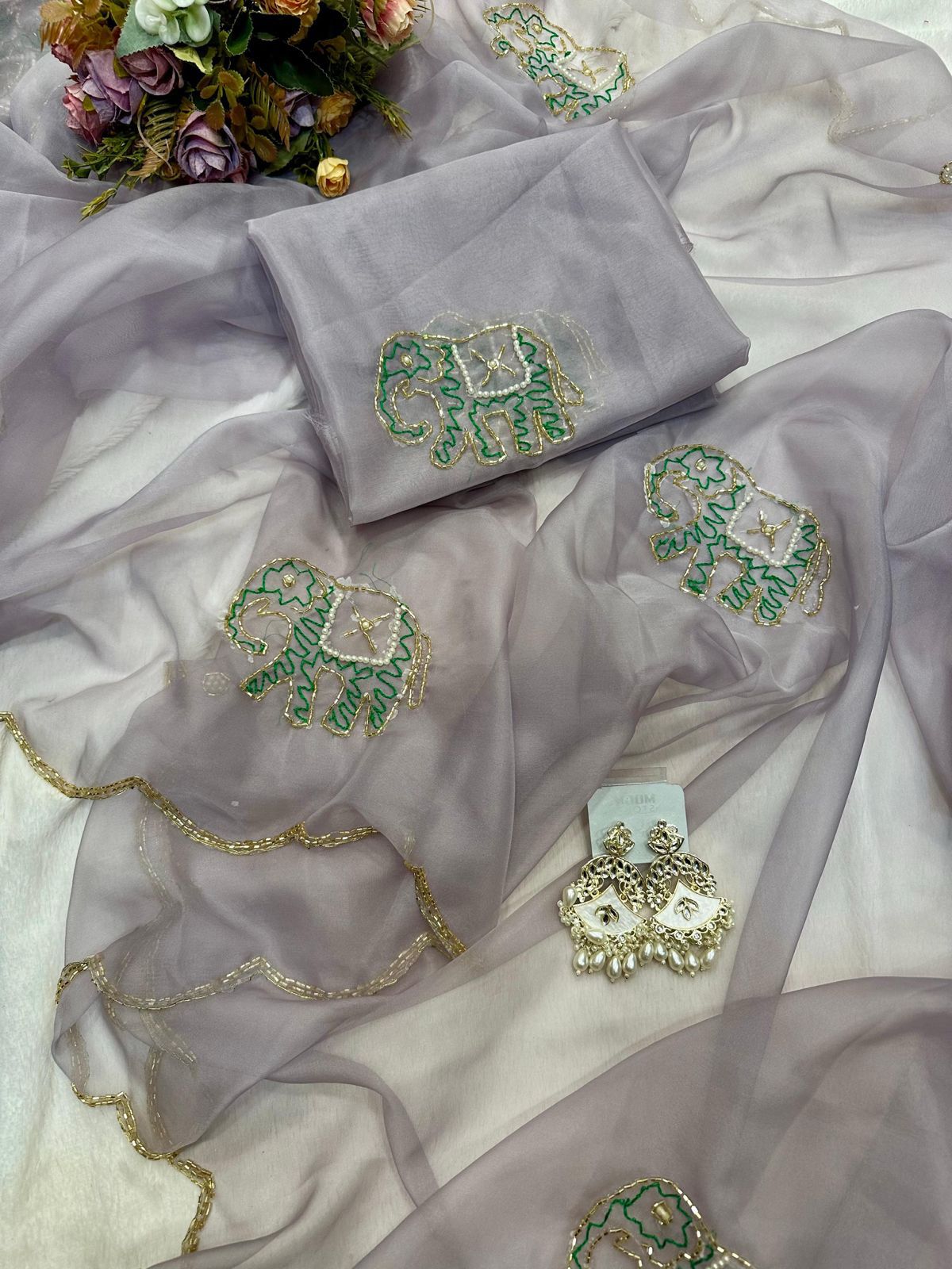 Soft Pure Organza Printed Beautiful Sari, Party Wear Saree With Blouse