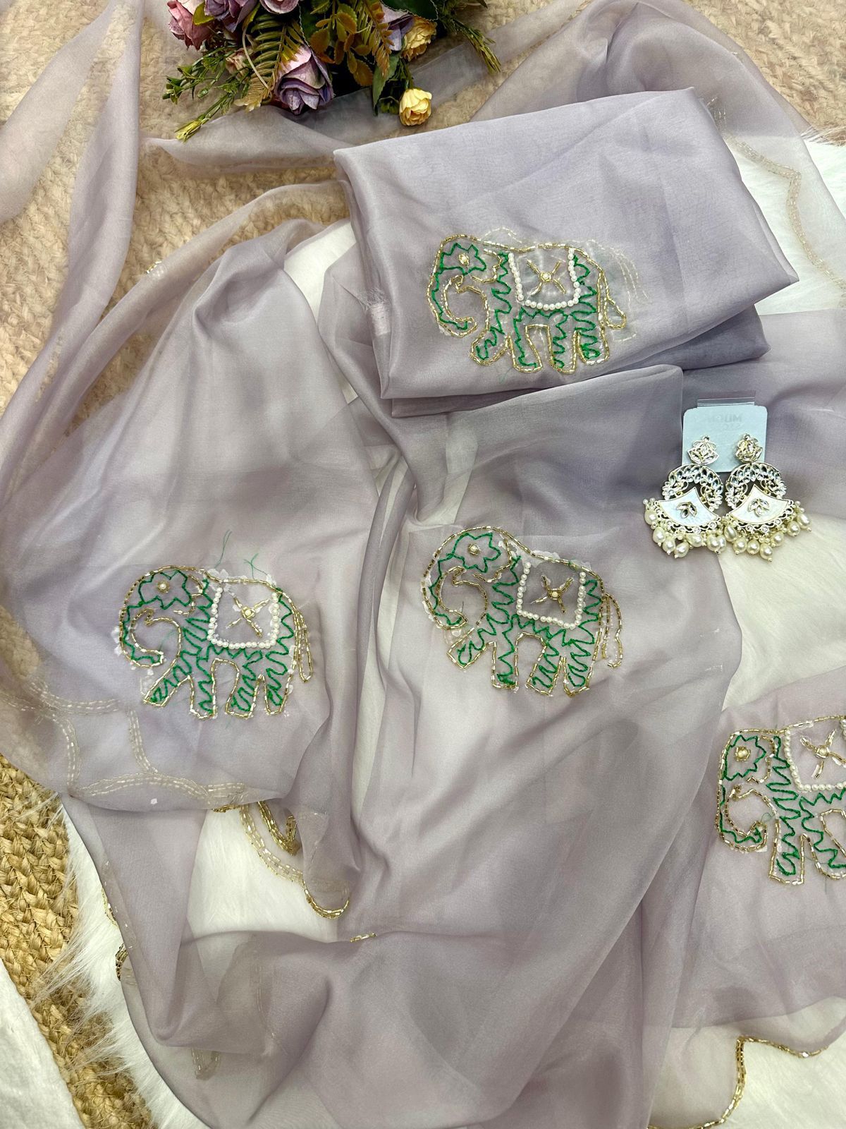 Soft Pure Organza Printed Beautiful Sari, Party Wear Saree With Blouse