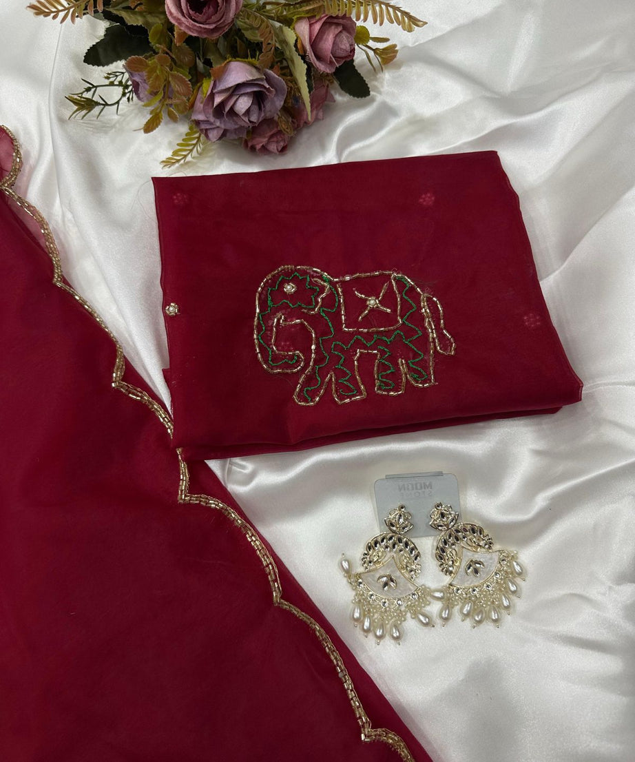 Soft Pure Organza Printed Beautiful Sari, Party Wear Saree With Blouse