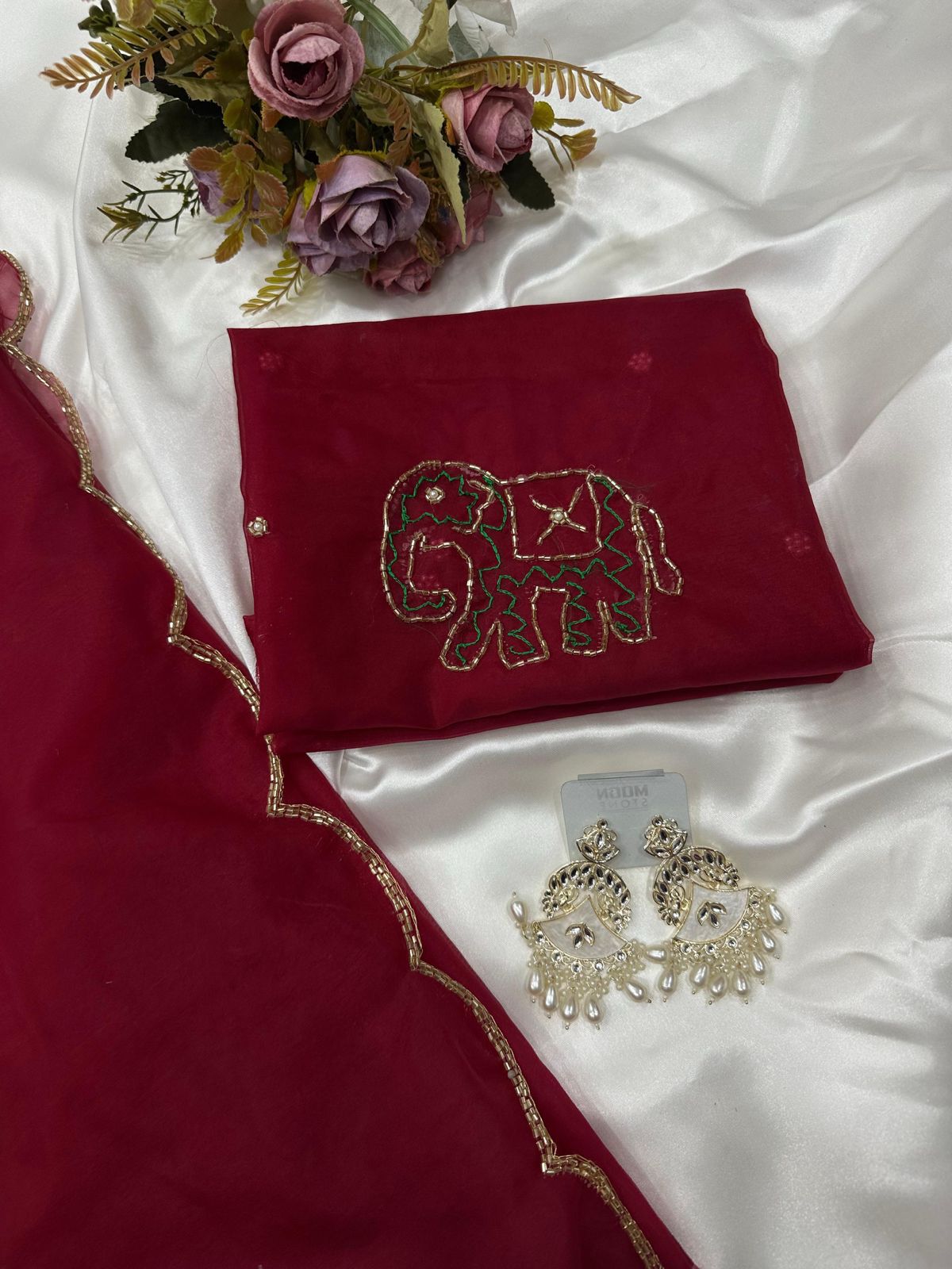 Soft Pure Organza Printed Beautiful Sari, Party Wear Saree With Blouse