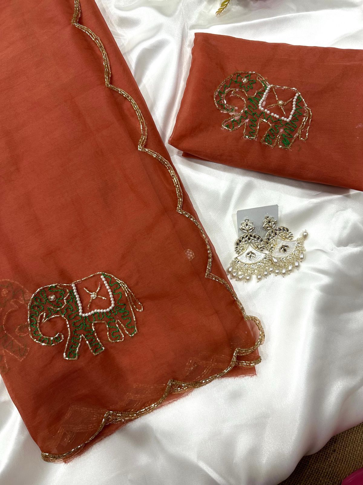 Soft Pure Organza Printed Beautiful Sari, Party Wear Saree With Blouse