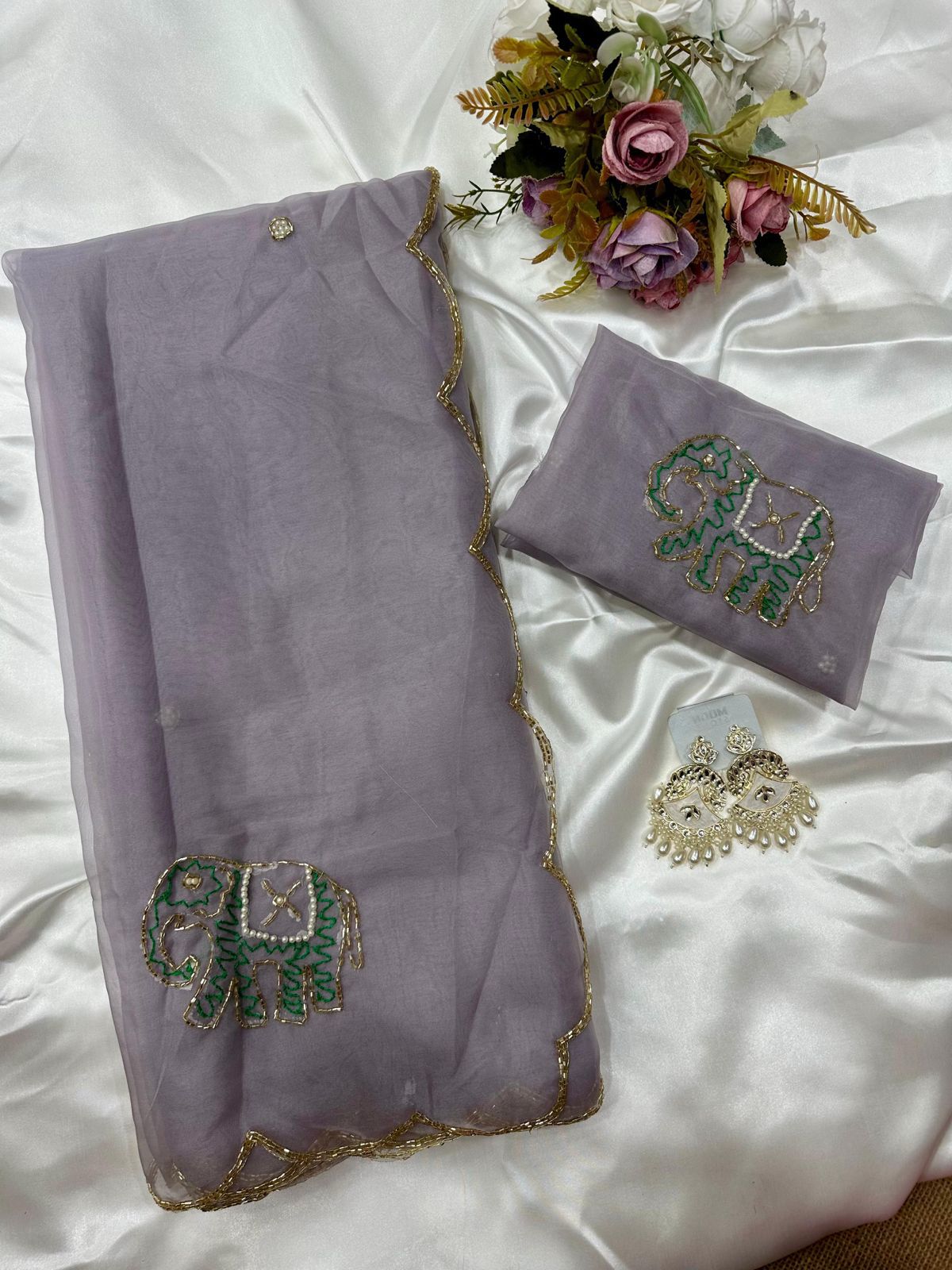 Soft Pure Organza Printed Beautiful Sari, Party Wear Saree With Blouse