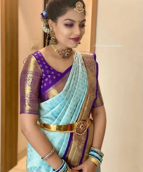 Banarasi Soft Silk Saree, Gorgeous Elegant Beautiful Sari With Blouse