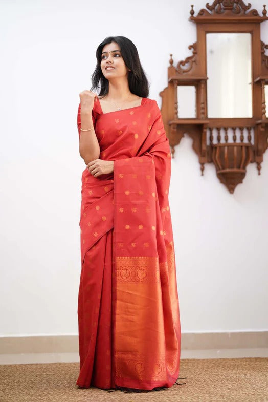Banarasi Soft Silk Traditional Wear Simple Wedding Sari With Blouse