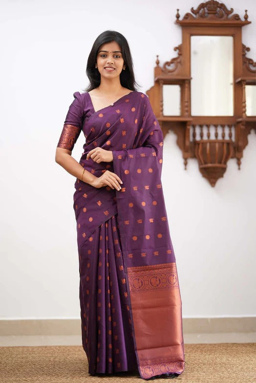 Banarasi Soft Silk Traditional Wear Simple Wedding Sari With Blouse