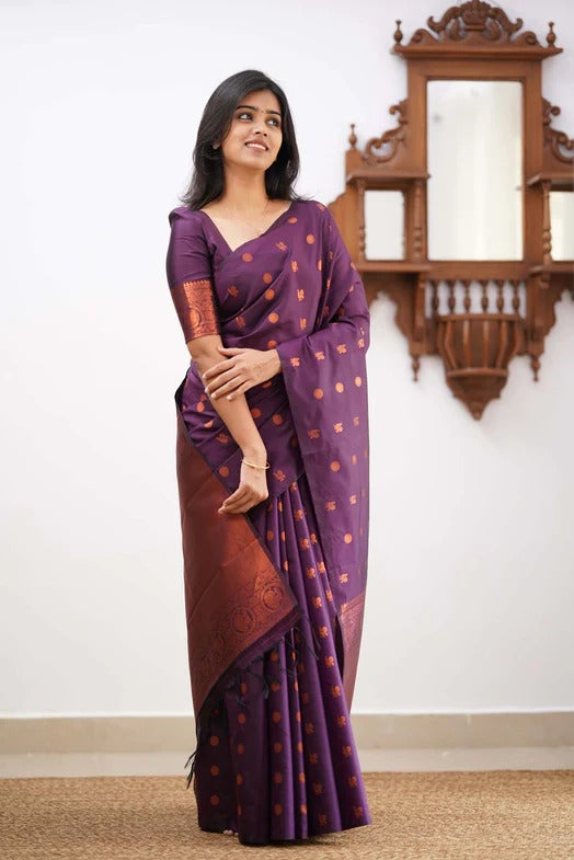 Banarasi Soft Silk Traditional Wear Simple Wedding Sari With Blouse