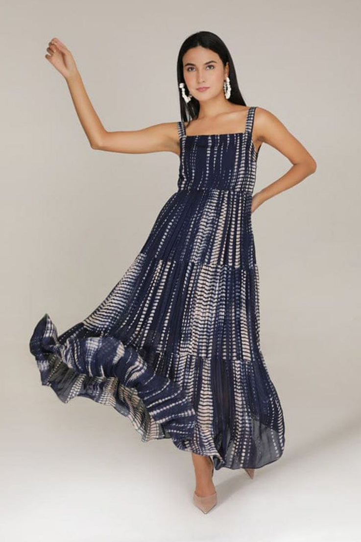 Fancy Georgette Chain Printed Party Wear Stylish Sleeveless Long Dress