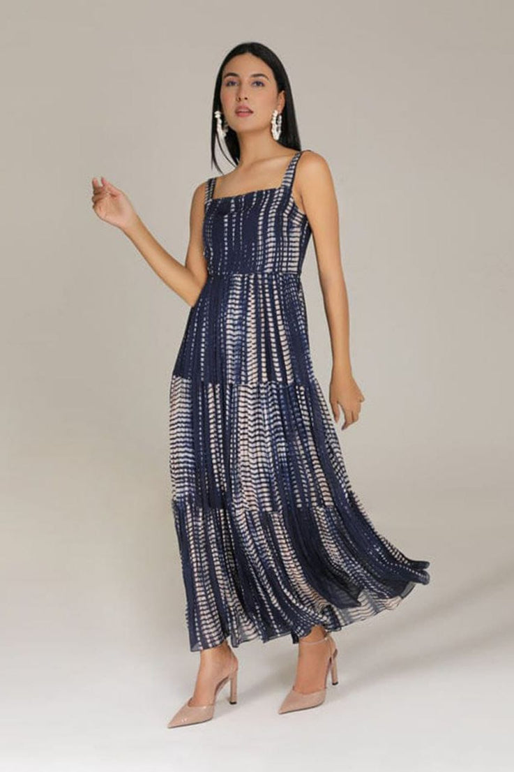 Fancy Georgette Chain Printed Party Wear Stylish Sleeveless Long Dress