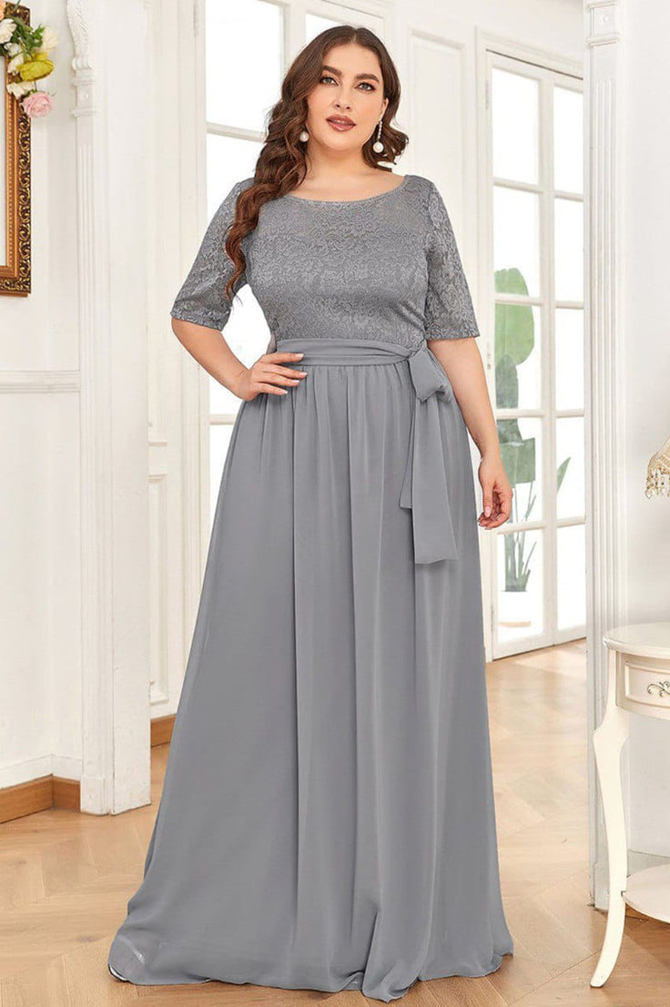 Grey Net Crepe Long Beautiful Party Wear Gown Dress With Belt For Women's