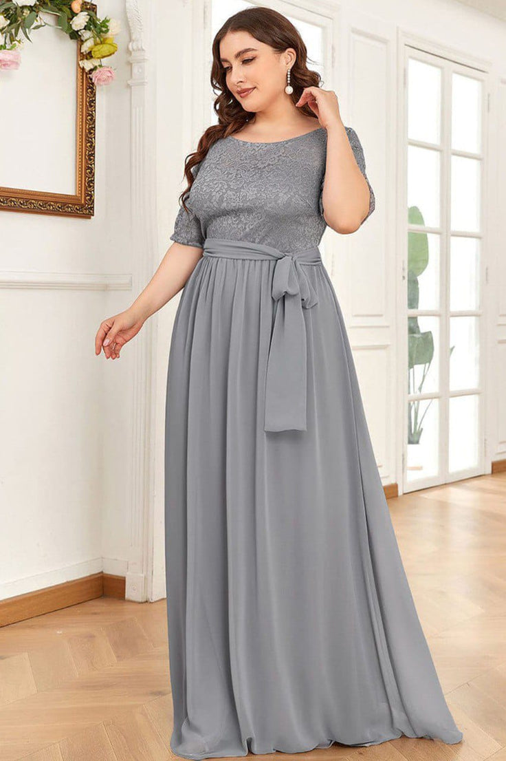 Grey Net Crepe Long Beautiful Party Wear Gown Dress With Belt For Women's