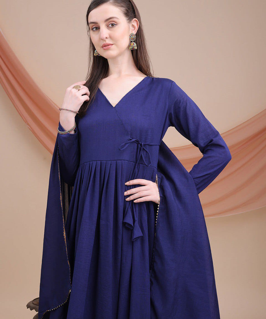 Vichitra Silk With Embroidery Work Anarkali Dress Gown For Women's