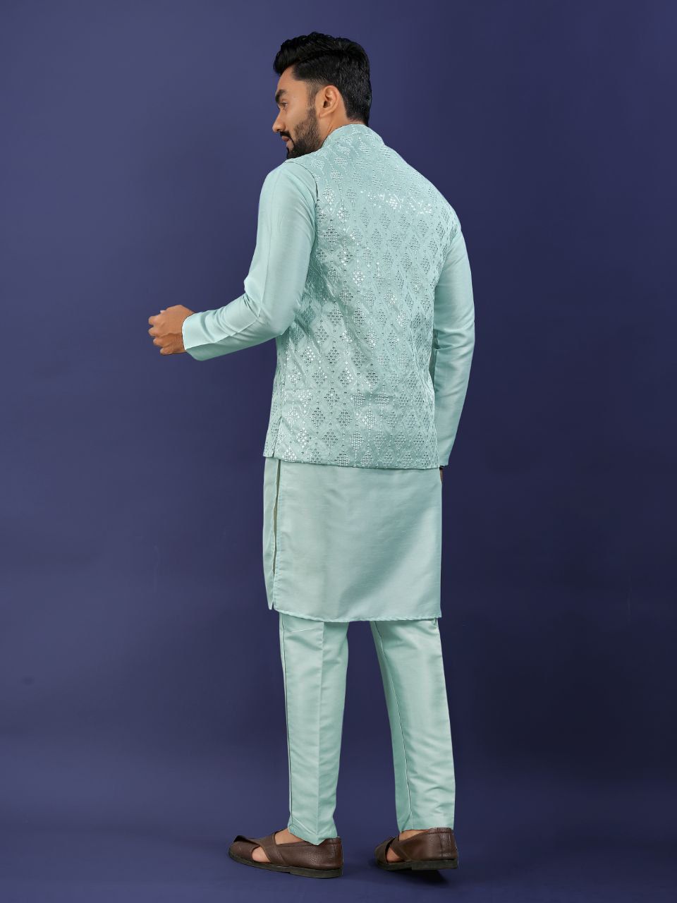 Premium Pure Silk Traditional Wear Kurta Pajama Set For Men's