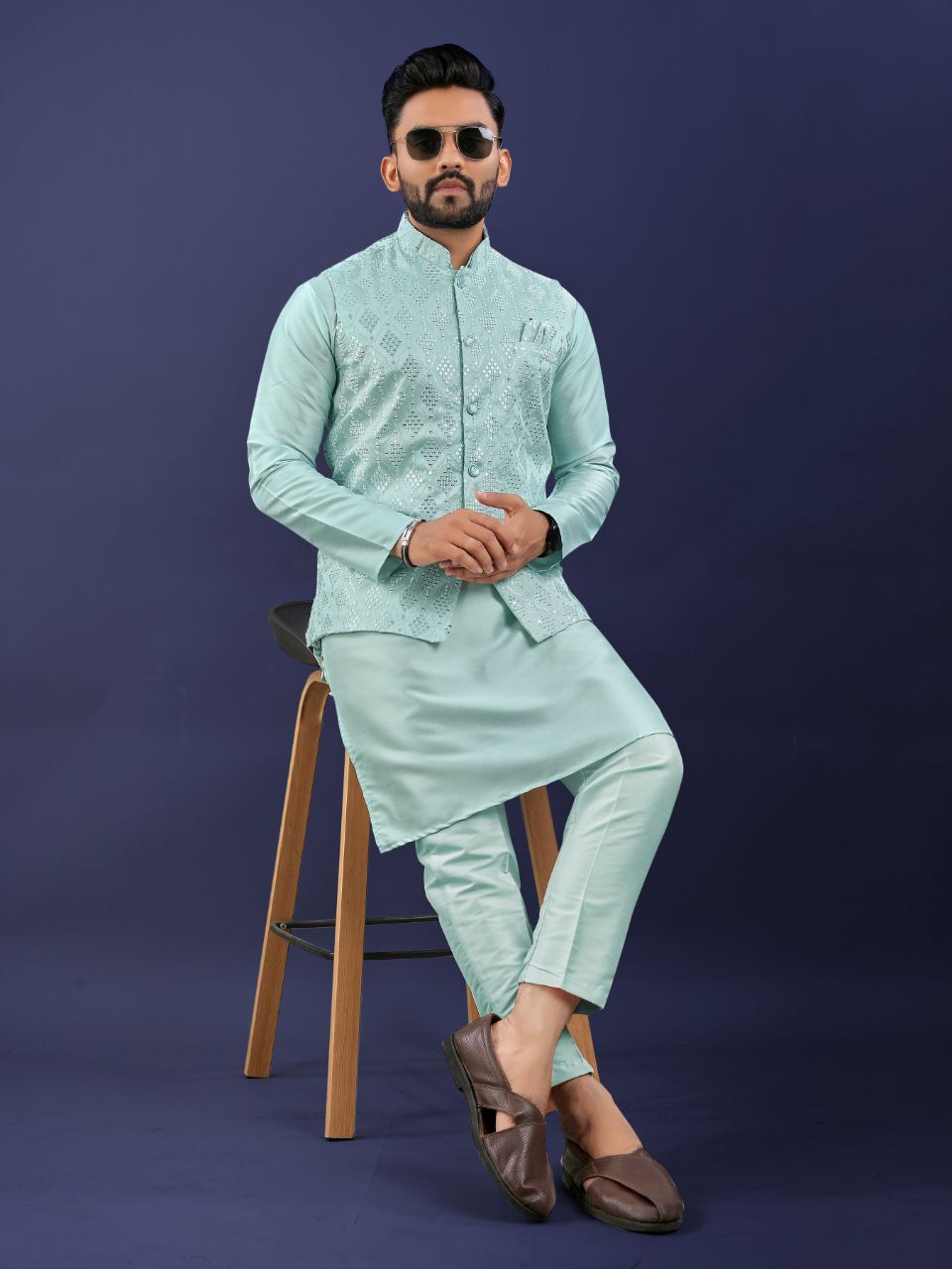 Premium Pure Silk Traditional Wear Kurta Pajama Set For Men's