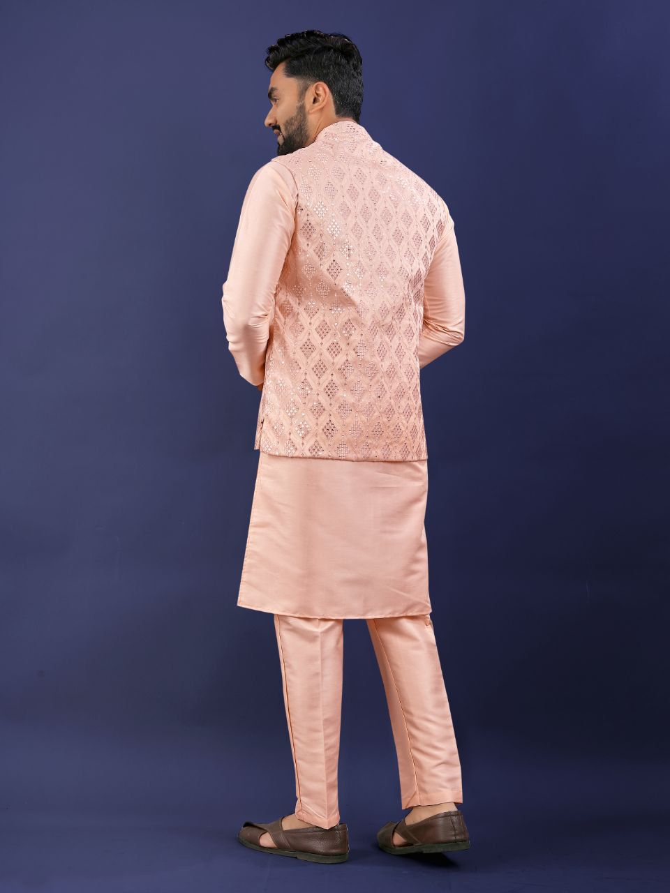 Premium Pure Silk Traditional Wear Kurta Pajama Set For Men's