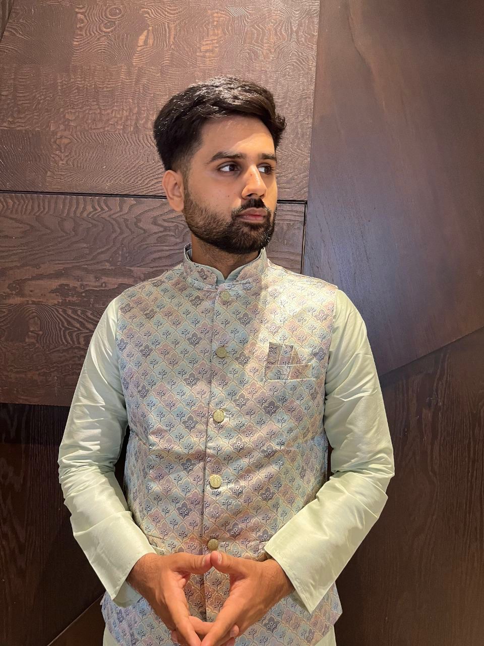 Traditional Wear Pure Cotton Kurta With Koti Set For Men's