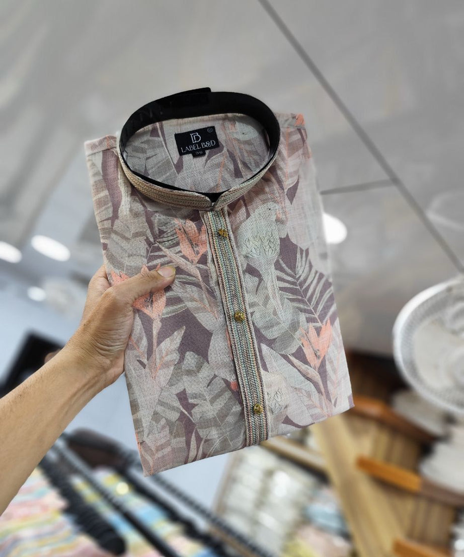 Festival Digital Printed Semi Linen Designer Kurta With Pajama Set