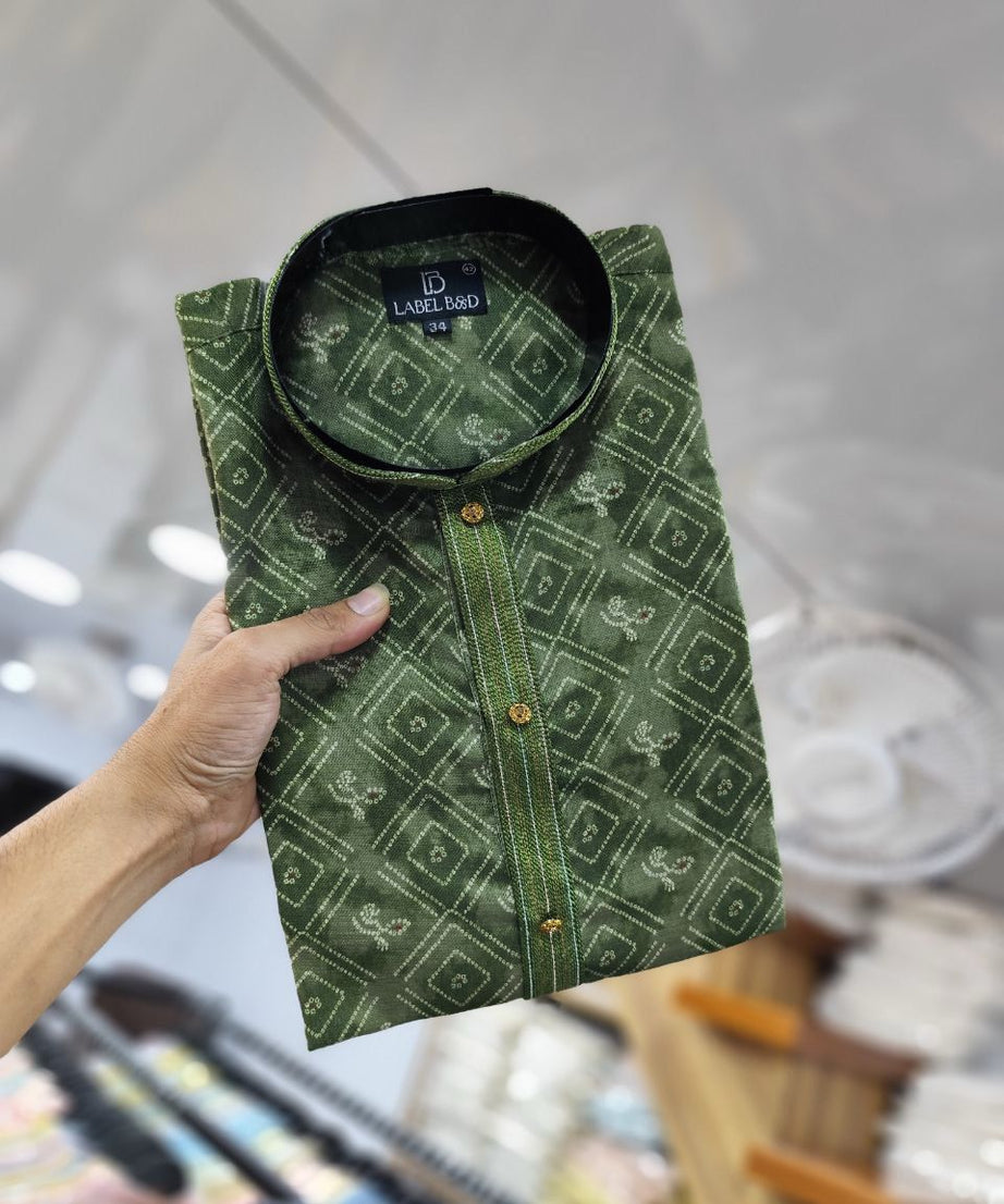 Festival Digital Printed Semi Linen Designer Kurta With Pajama Set