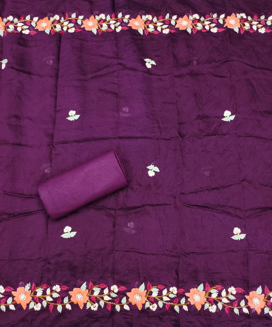 Traditional Beautiful Roman Silk Designer Top Bottom & Dupatta