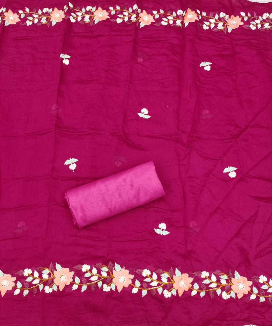 Traditional Beautiful Roman Silk Designer Top Bottom & Dupatta