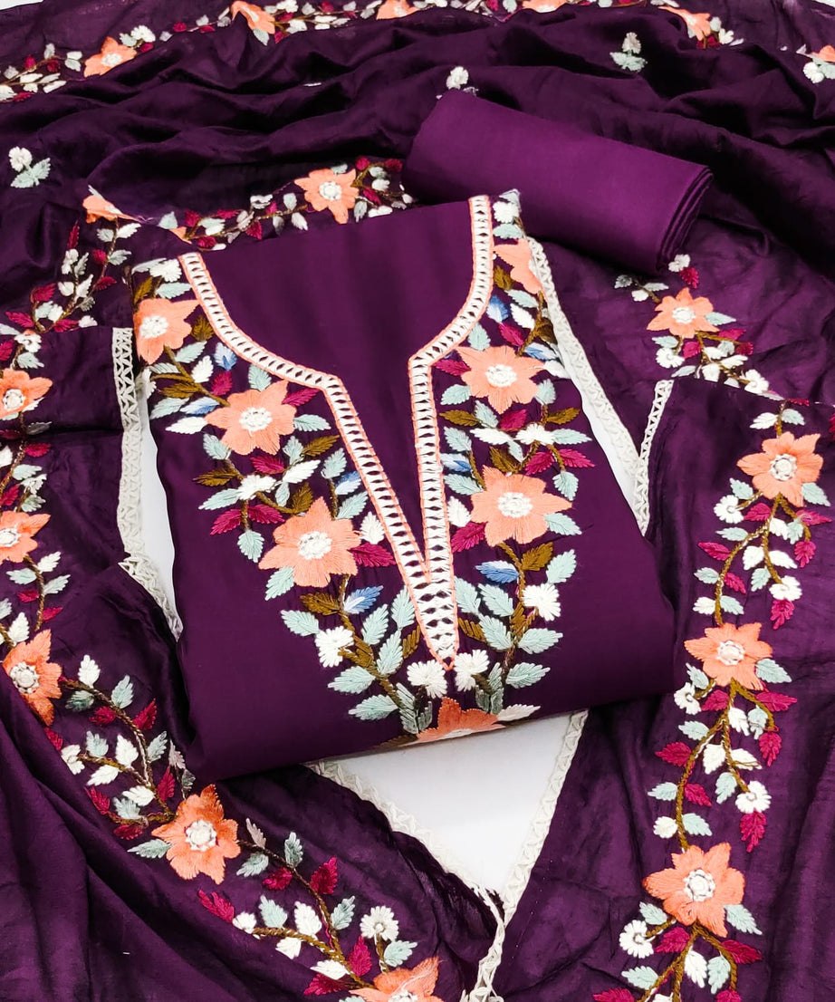 Traditional Beautiful Roman Silk Designer Top Bottom & Dupatta