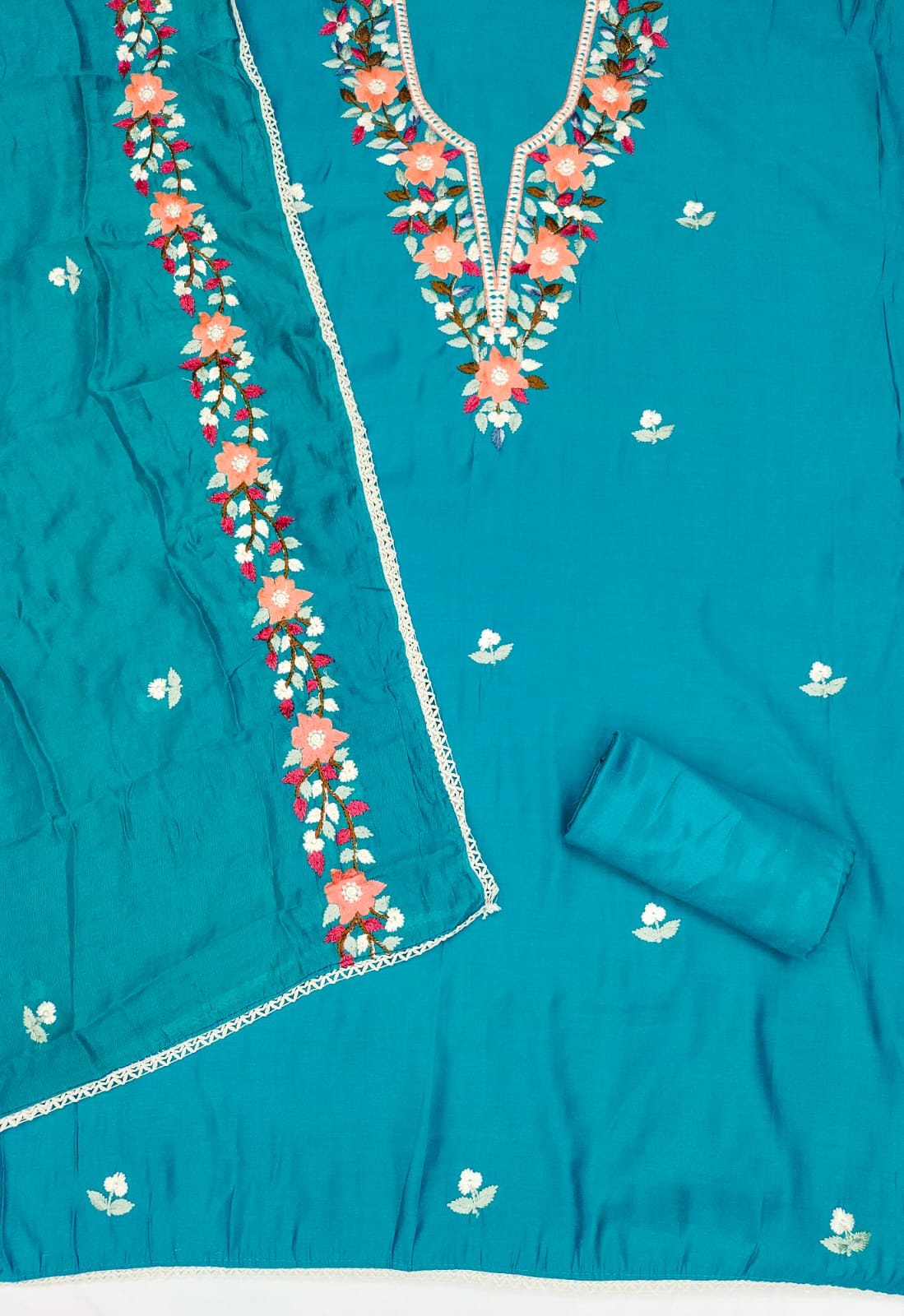 Traditional Beautiful Roman Silk Designer Top Bottom & Dupatta