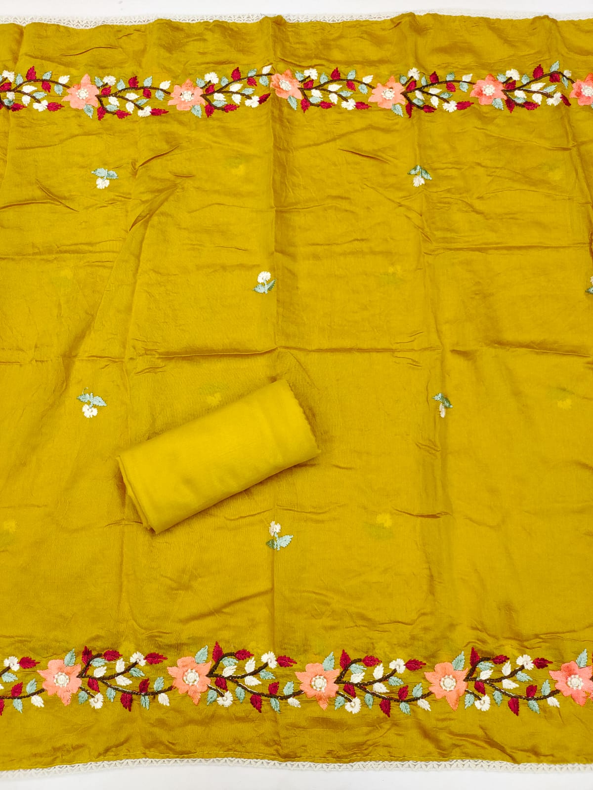 Traditional Beautiful Roman Silk Designer Top Bottom & Dupatta