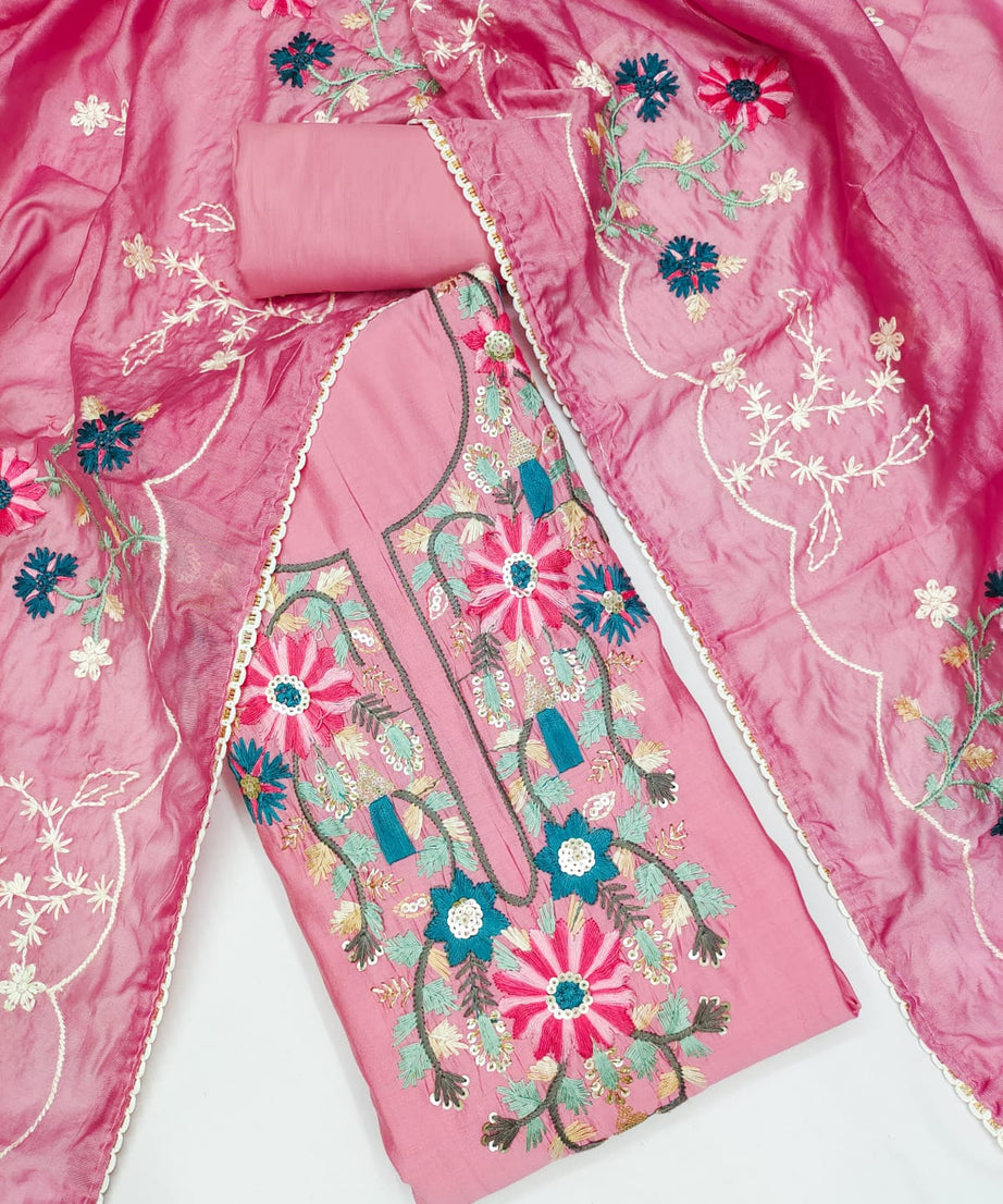 Fancy Traditional Beautiful Roman Silk Designer Top Bottom & Dupatta