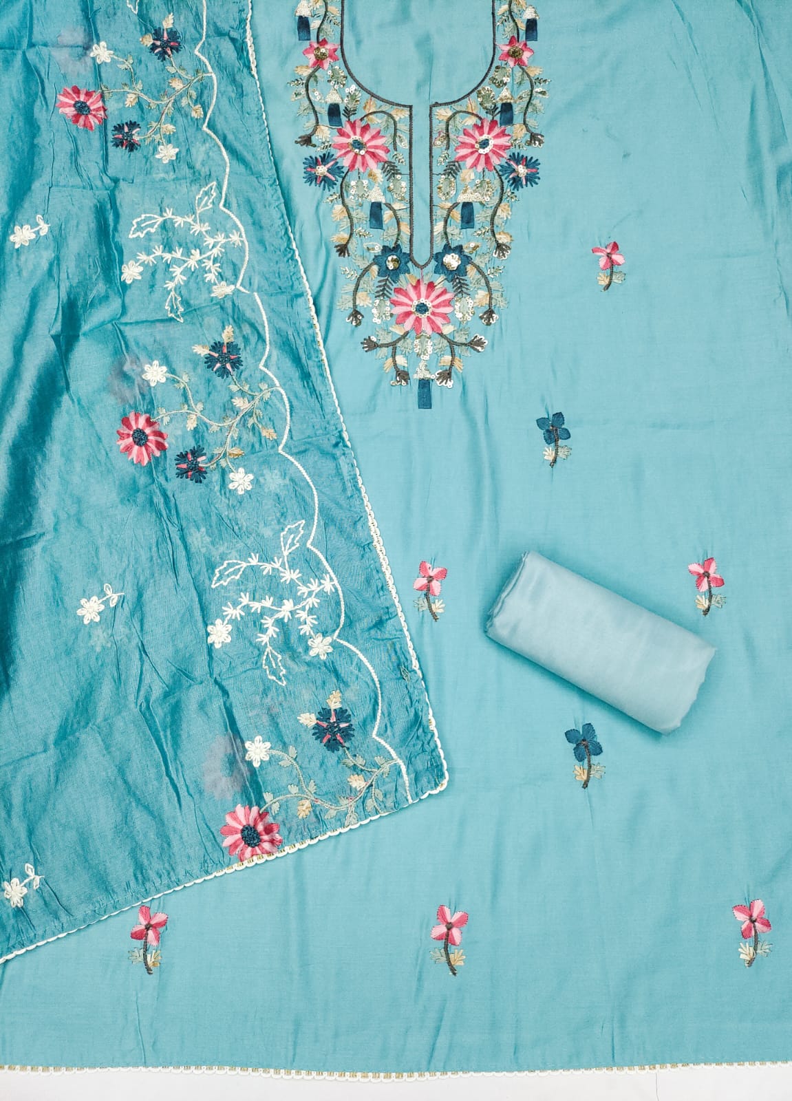 Fancy Traditional Beautiful Roman Silk Designer Top Bottom & Dupatta