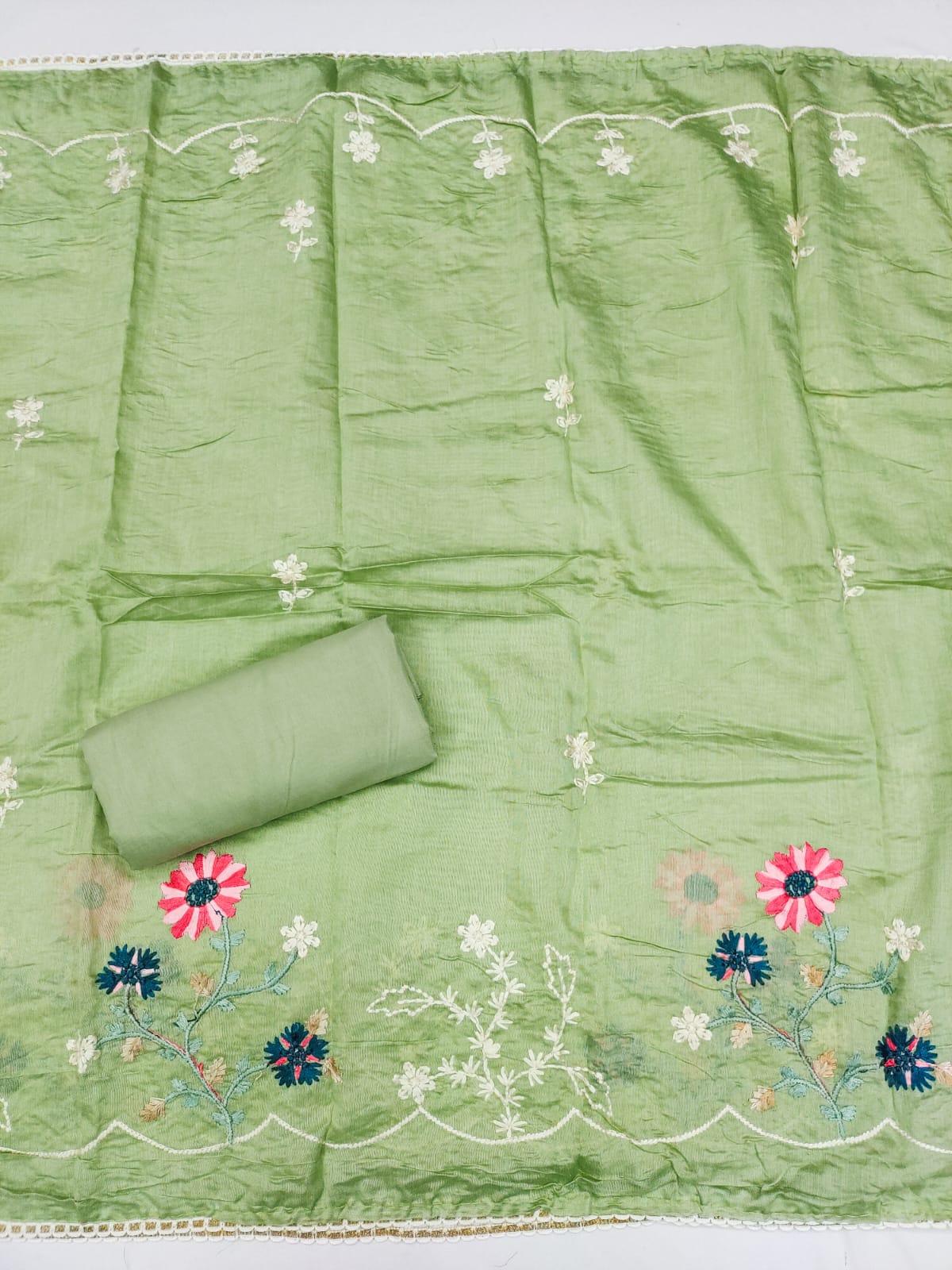 Fancy Traditional Beautiful Roman Silk Designer Top Bottom & Dupatta