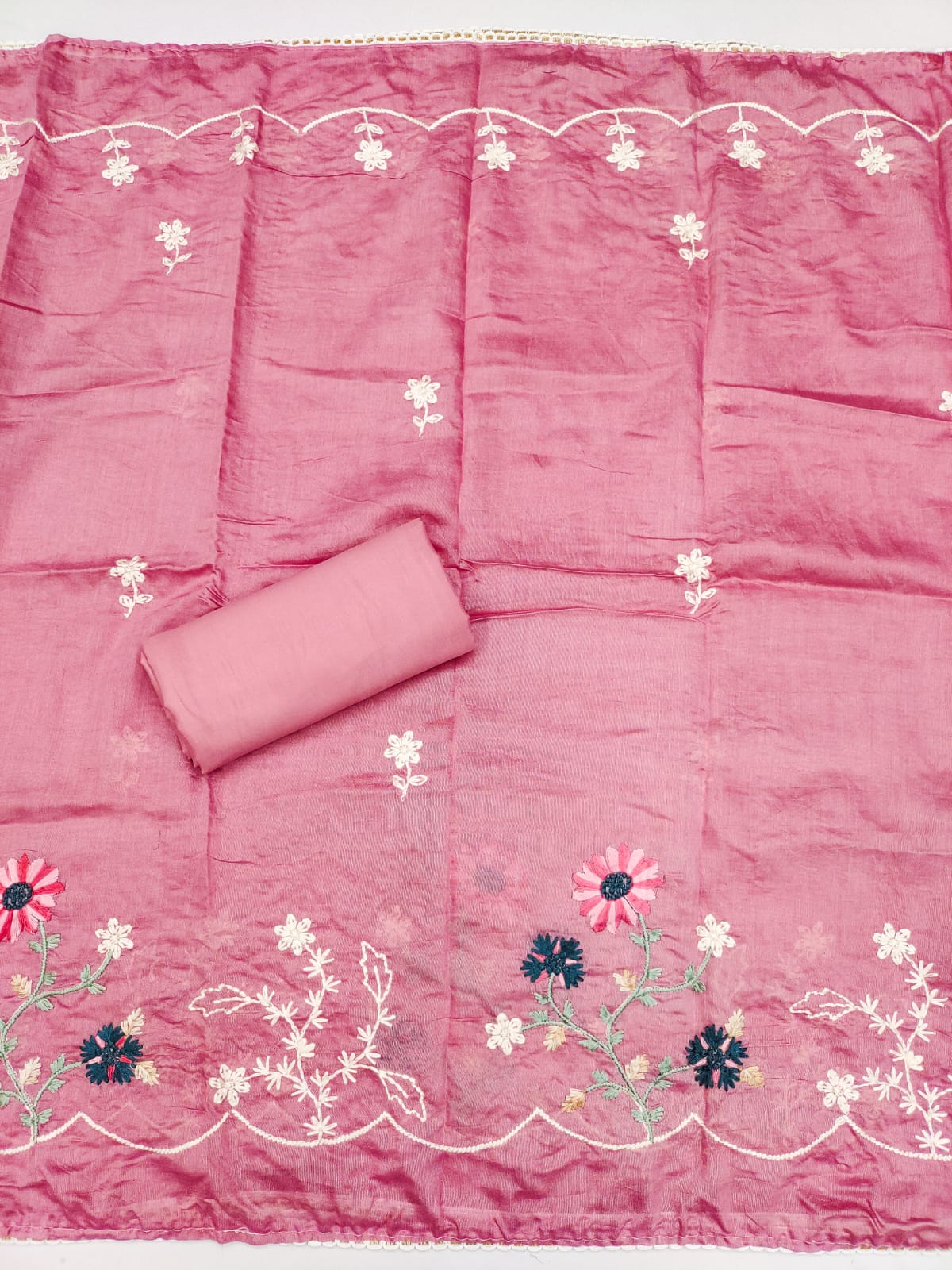 Fancy Traditional Beautiful Roman Silk Designer Top Bottom & Dupatta