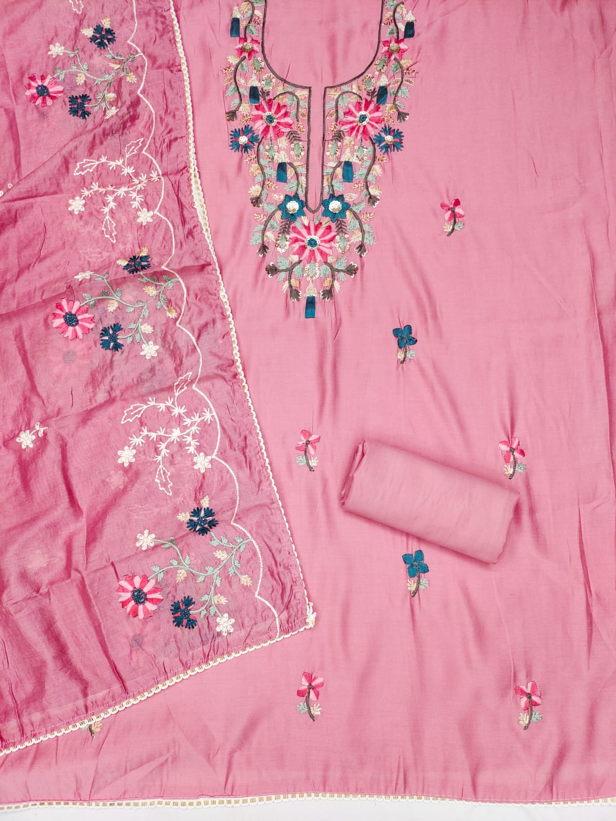 Fancy Traditional Beautiful Roman Silk Designer Top Bottom & Dupatta