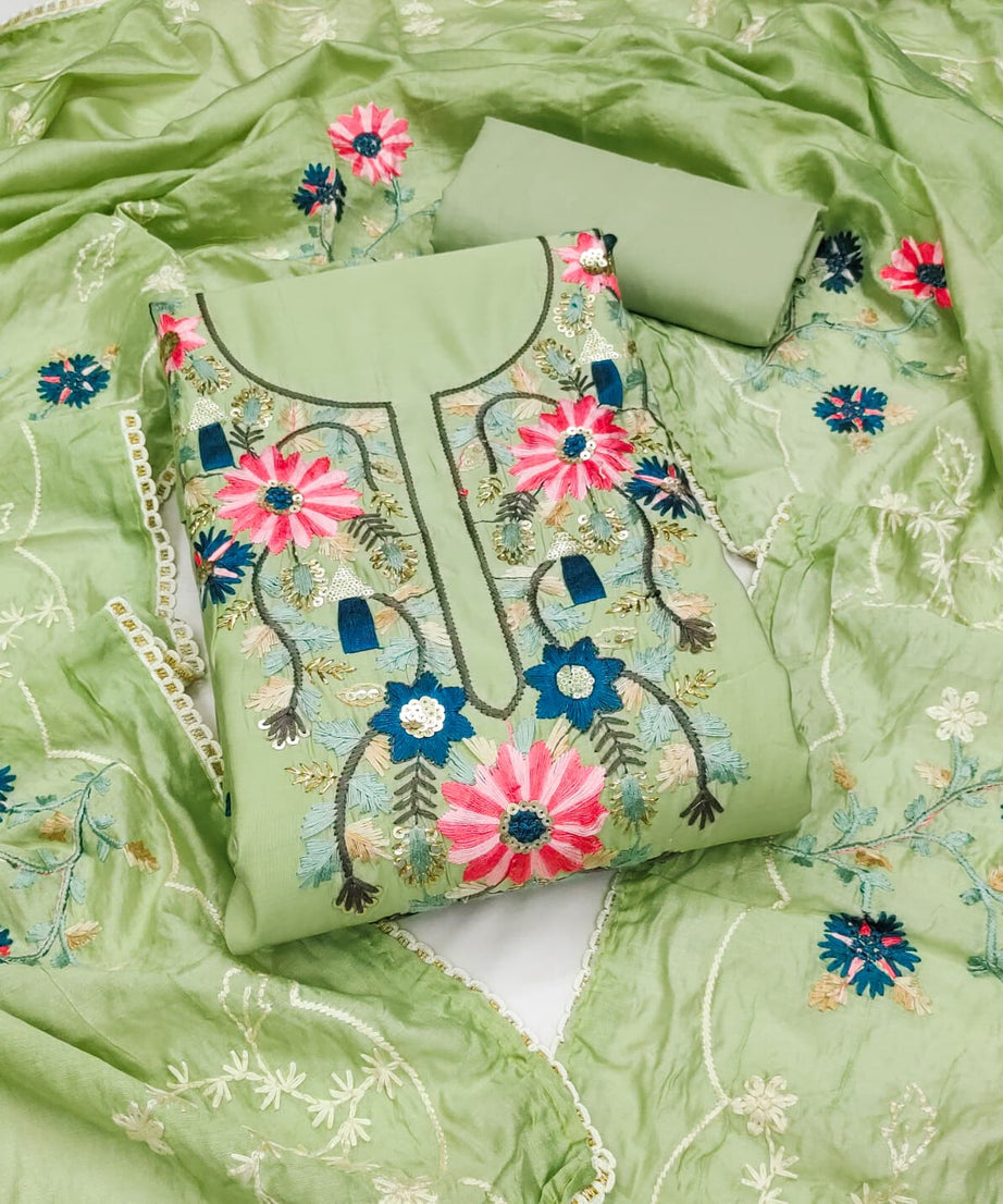 Fancy Traditional Beautiful Roman Silk Designer Top Bottom & Dupatta