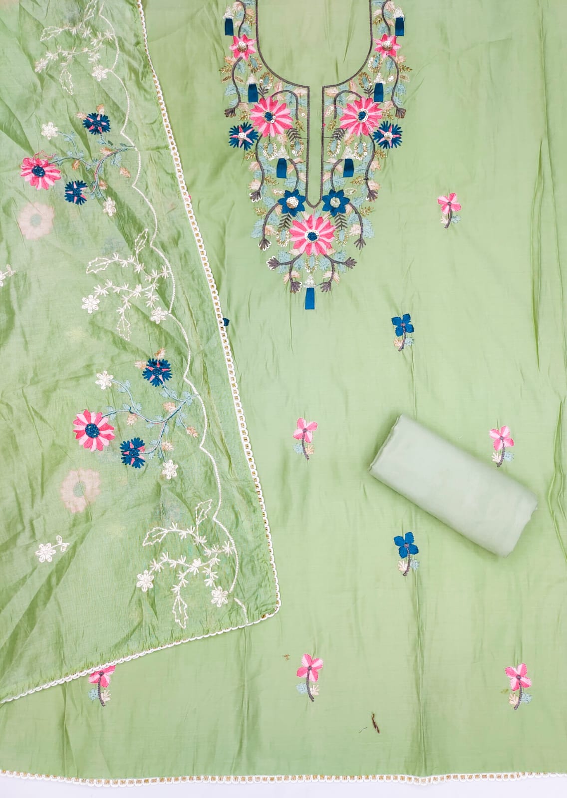 Fancy Traditional Beautiful Roman Silk Designer Top Bottom & Dupatta