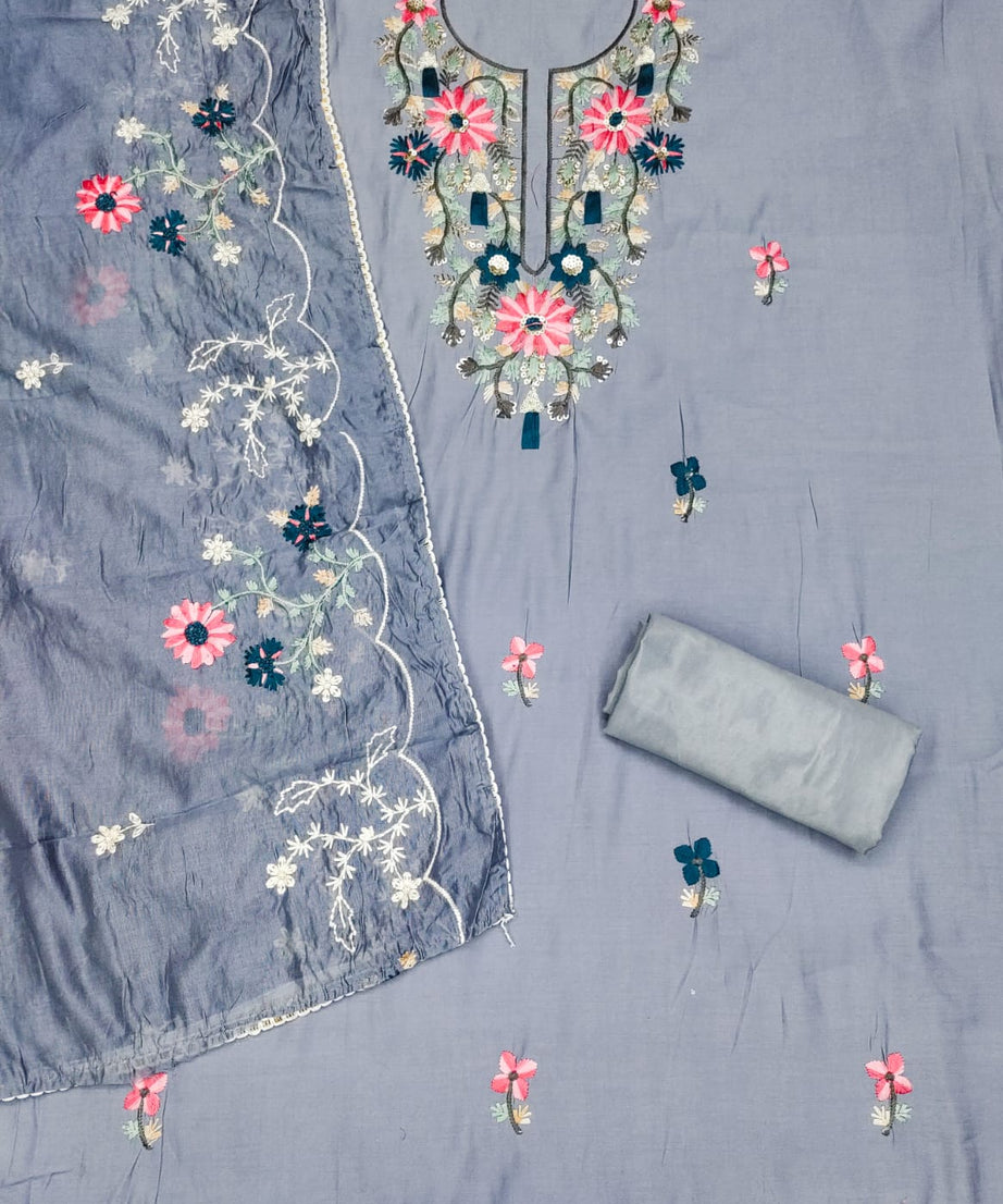 Fancy Traditional Beautiful Roman Silk Designer Top Bottom & Dupatta