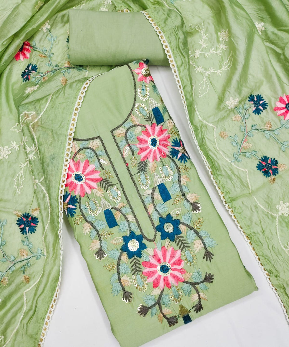 Fancy Traditional Beautiful Roman Silk Designer Top Bottom & Dupatta