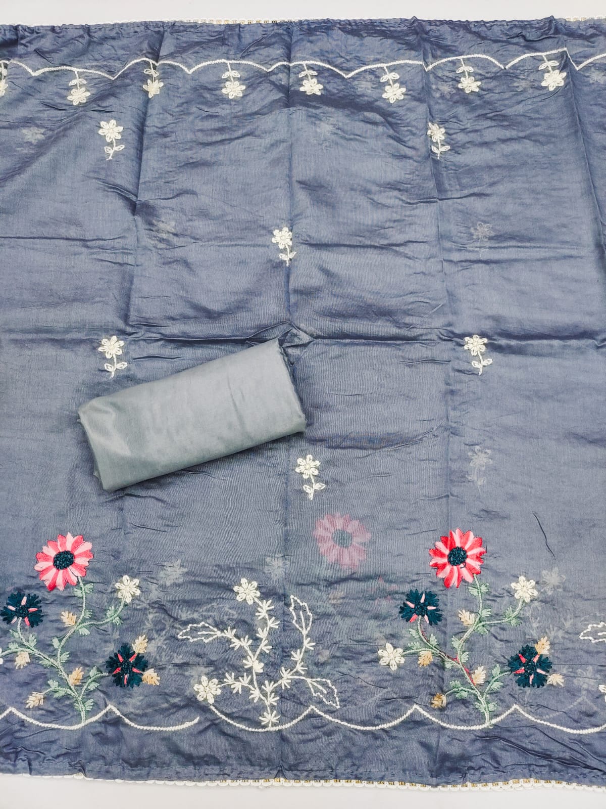 Fancy Traditional Beautiful Roman Silk Designer Top Bottom & Dupatta