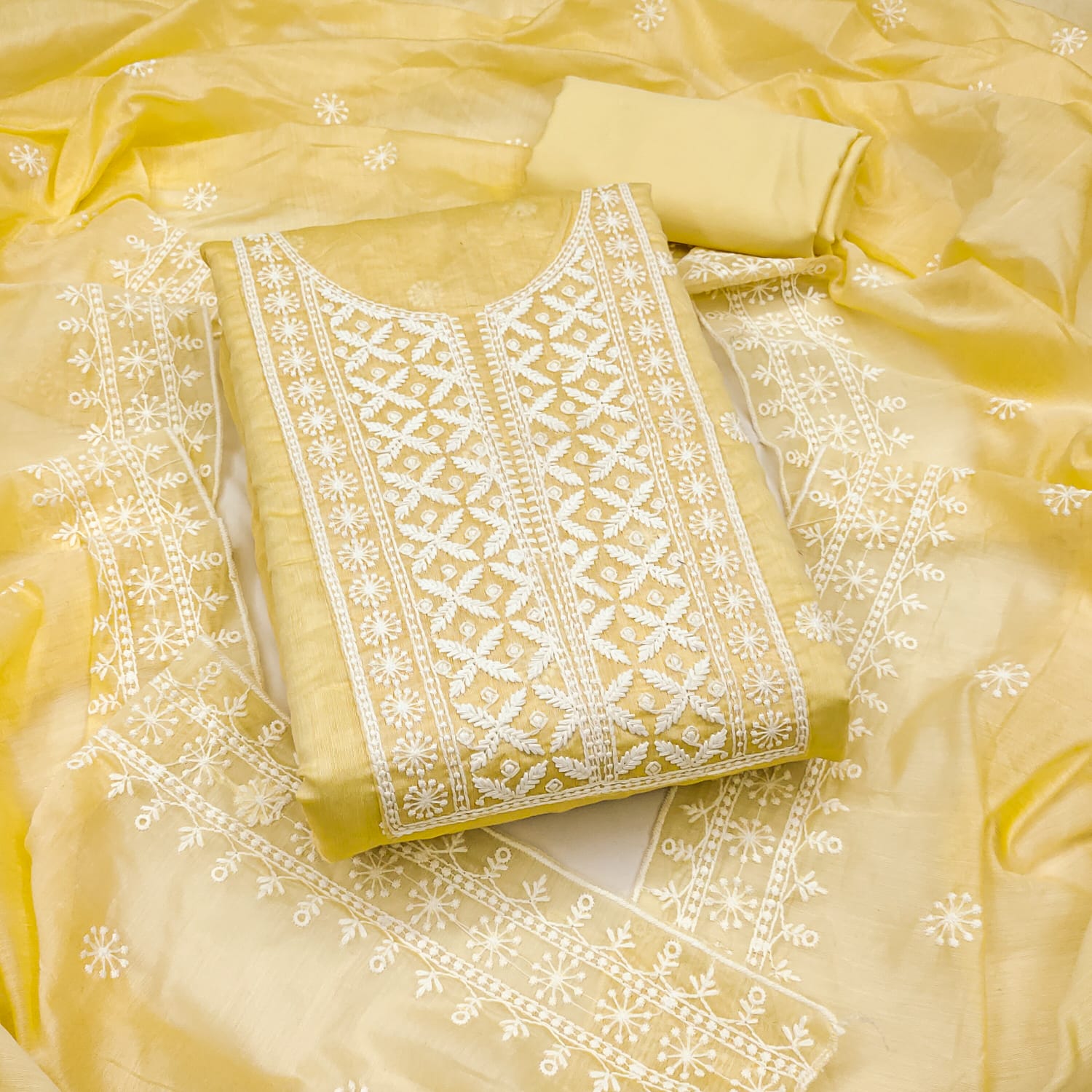 Traditional Wedding Wear Designer Indian Chanderi Work Top Bottom&Dupatta